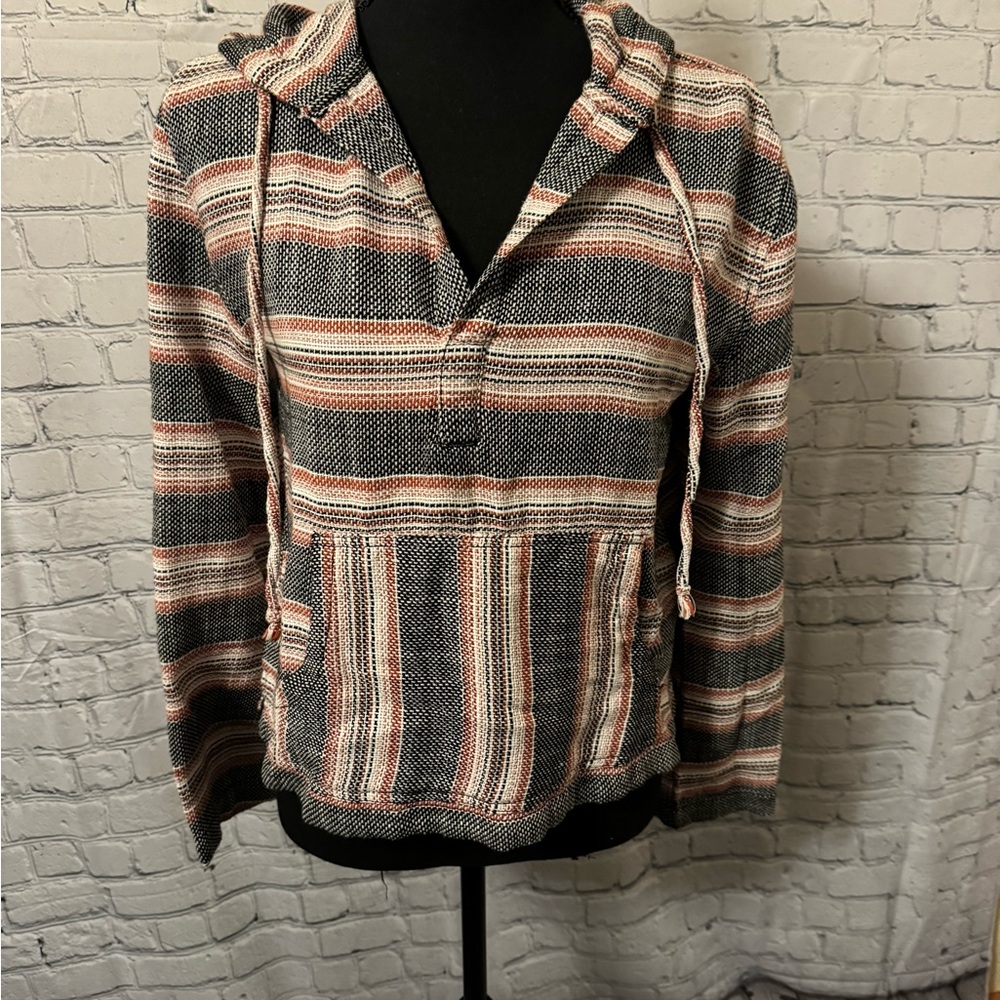 Roxy Striped Hooded Top - Black, White, Red